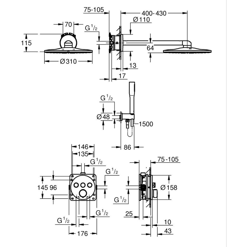 GROHE 34874000 - Душова система PRECISION SMARTCONTROL 310 мм хром гланц