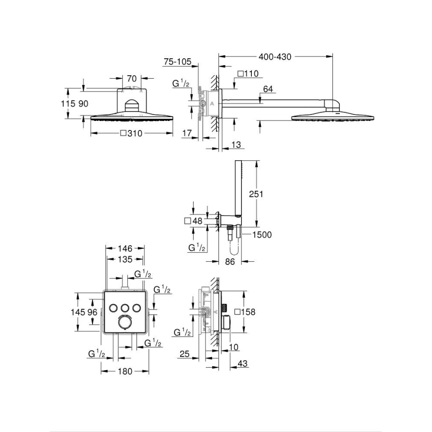 GROHE 34875000 - Душова система PRECISION SMARTCONTROL 310 мм, лъскав хром