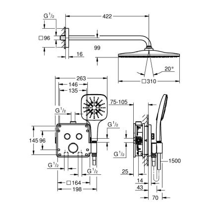 GROHE 34876000 - Душова система PRECISION SMARTCONTROL 310 × 310 мм, хром