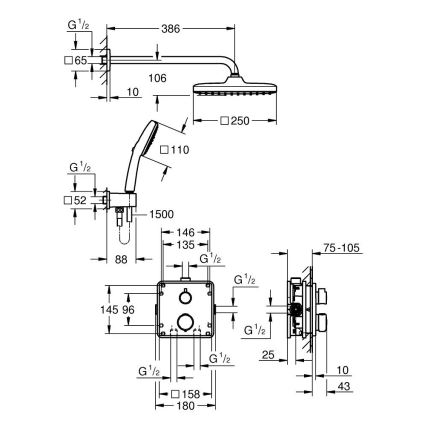 GROHE 34882000 - Душ система PRECISION VITALIO COMFORT 250, полирано хромирано покритие