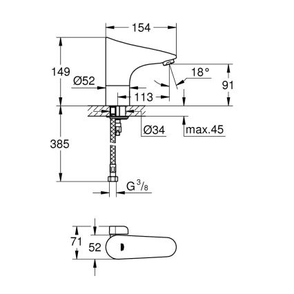GROHE 36207001 - Електронен смесител за умивалник EUROPLUS E DN 15 лъскав хром