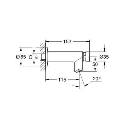 GROHE 36266000 - Самозатварящ се стенен вентил EUROECO COSMOPOLITAN T DN 15 хром