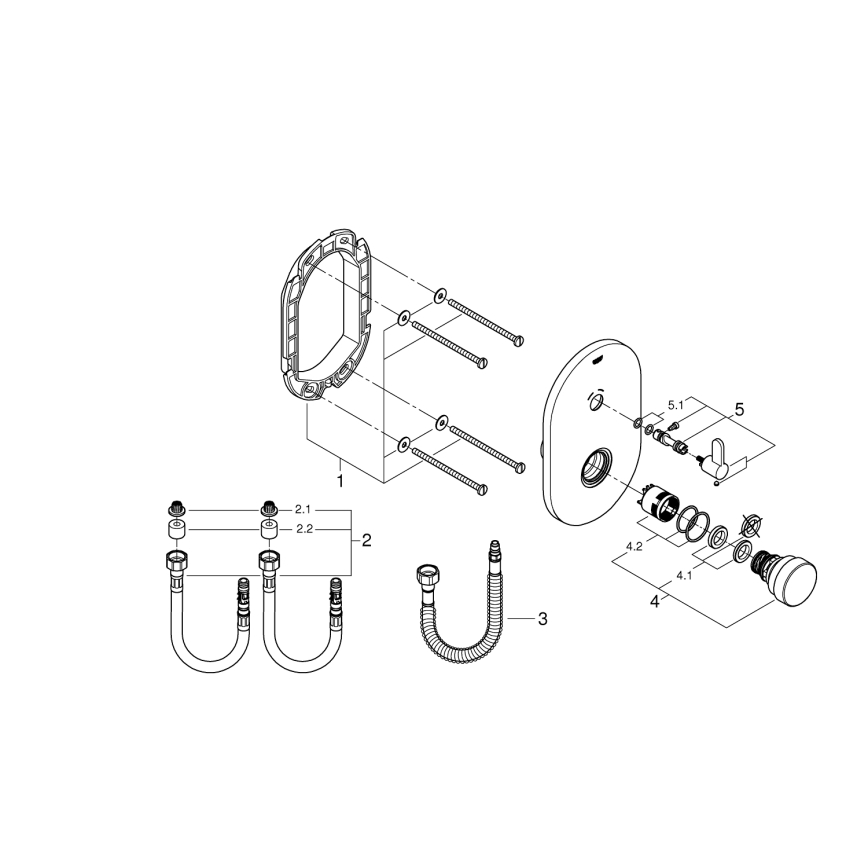 GROHE 36321000 - Самозатваряща се душ батерия EUROSMART COSMOPOLITAN T хром