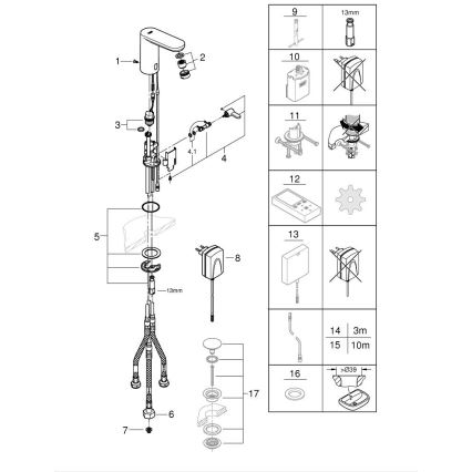 GROHE 36324001 - Инфрачервен електронен смесител за умивалник EUROSMART COSMOPOLITAN E, хром