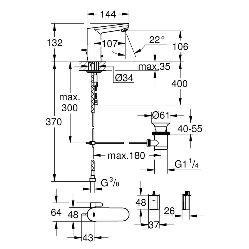 GROHE 36331001 - Смесител за мивка EUROECO 1 14” лъскав хром