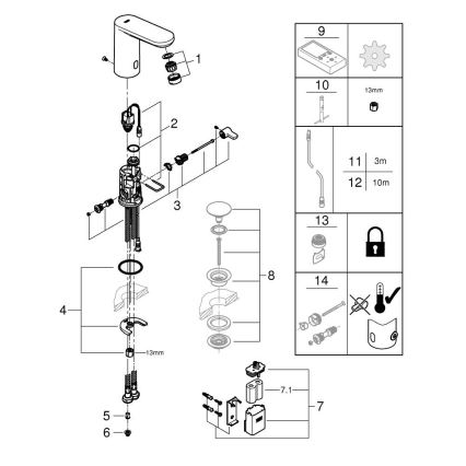 GROHE 36366002 - Електронен смесител за мивка GET E, лъскав хром