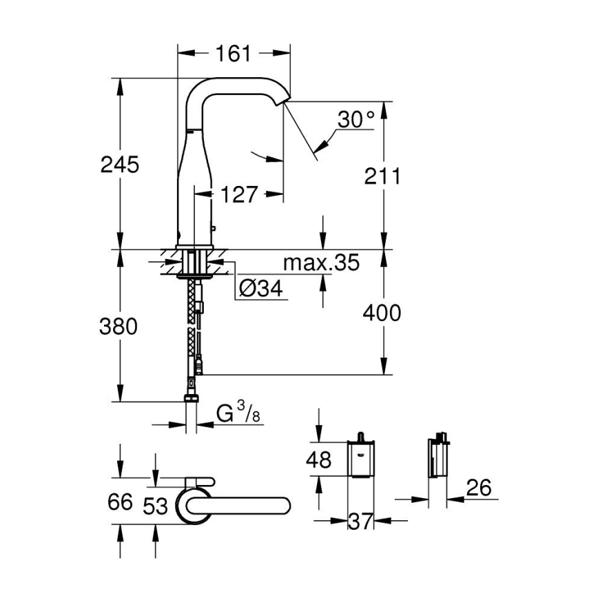GROHE 36445000 - Инфрачервен електронен смесител за мивка ESSENCE E в лъскав хром