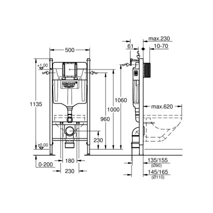 GROHE 36497000 - Модул за тоалетна SOLIDO 1,13 m бял