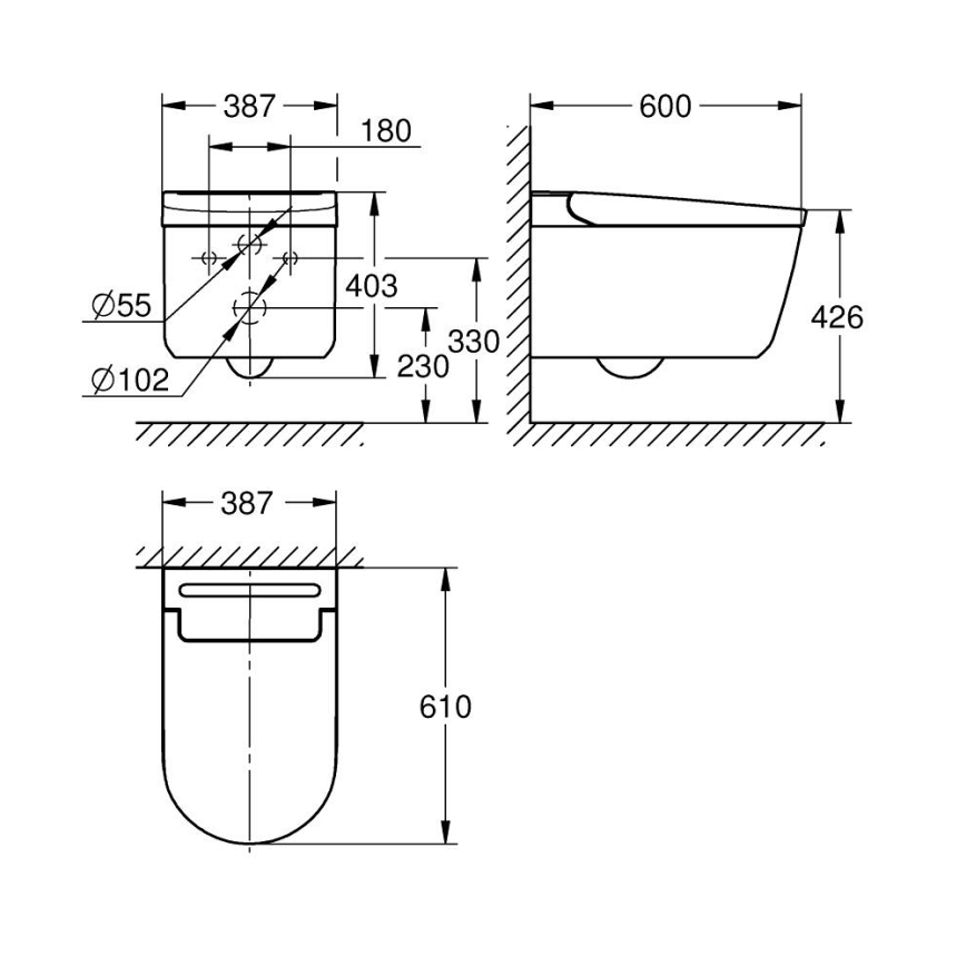 GROHE 36507SH0 - Душ-тоалетна SENSIA 600 × 387 × 403 mm керамика/бяла