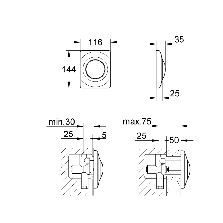GROHE 37018SH0 - Бутон за управление SURF 116 × 144 mm бял