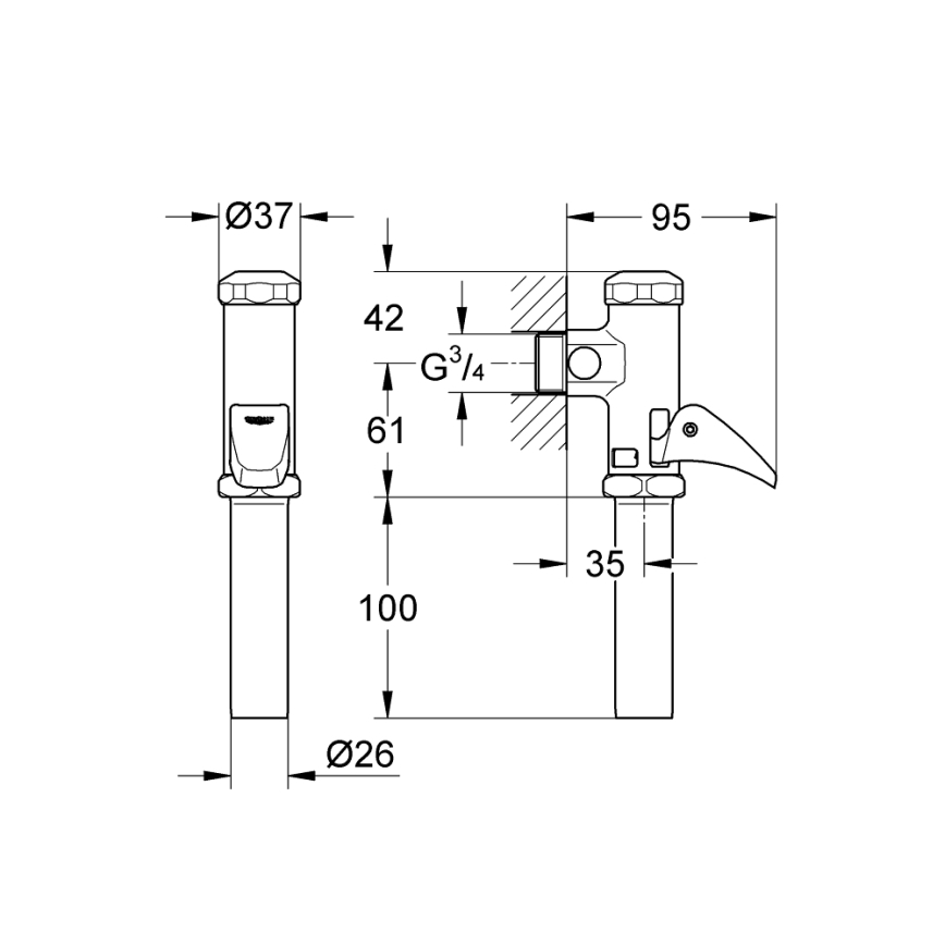GROHE 37139000 - Автоматичен промивен клапан DAL 34” лъскав хром