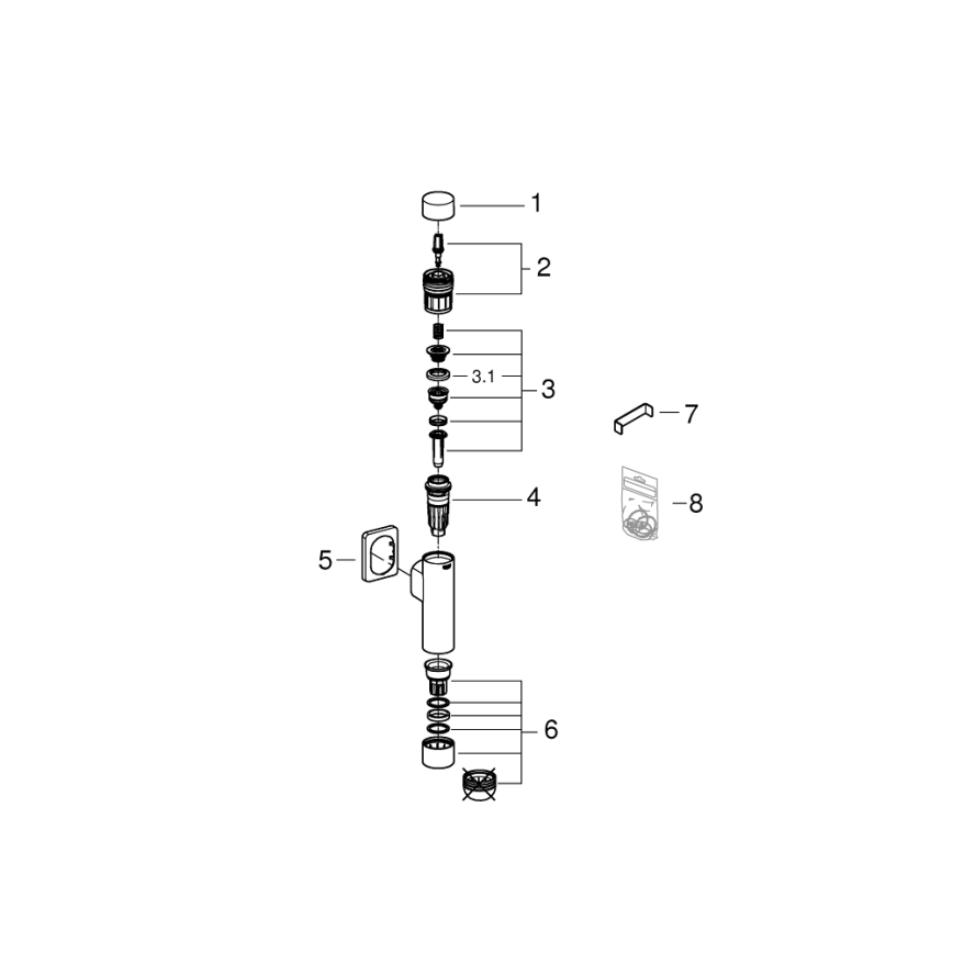GROHE 37349000 - Натискащ механизъм за промиване RONDO A.S. 3” лъскав хром