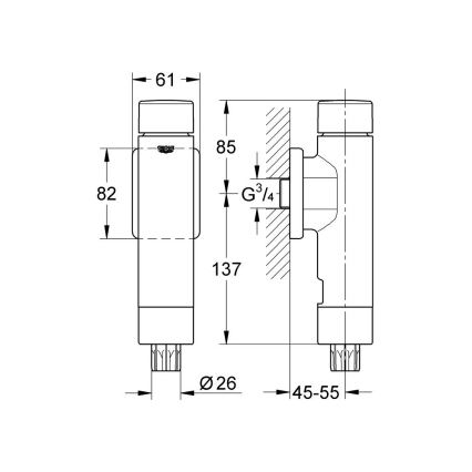 GROHE 37349000 - Натискащ механизъм за промиване RONDO A.S. 3” лъскав хром