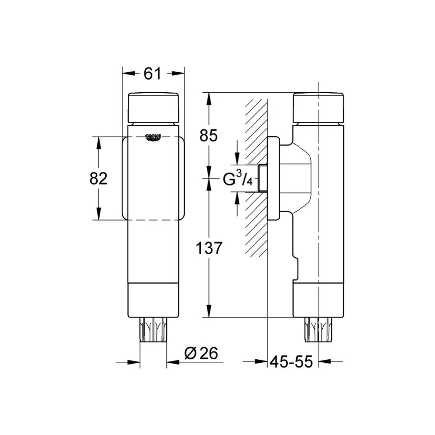 GROHE 37349000 - Натискащ механизъм за промиване RONDO A.S. 3” лъскав хром