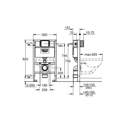 GROHE 38526000 - WC модул RAPID SL 0,82 m бял