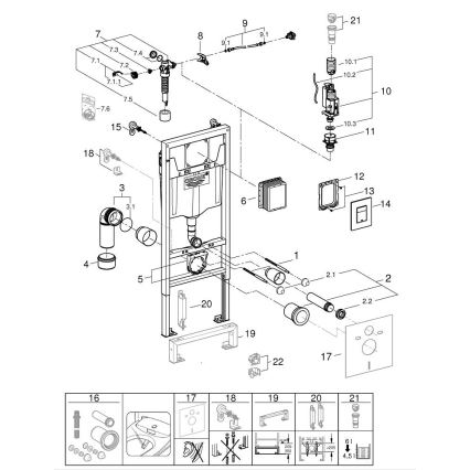 GROHE 388112430 - Комплект 3 в 1 за WC SOLIDO, 1,13 m, матов хром