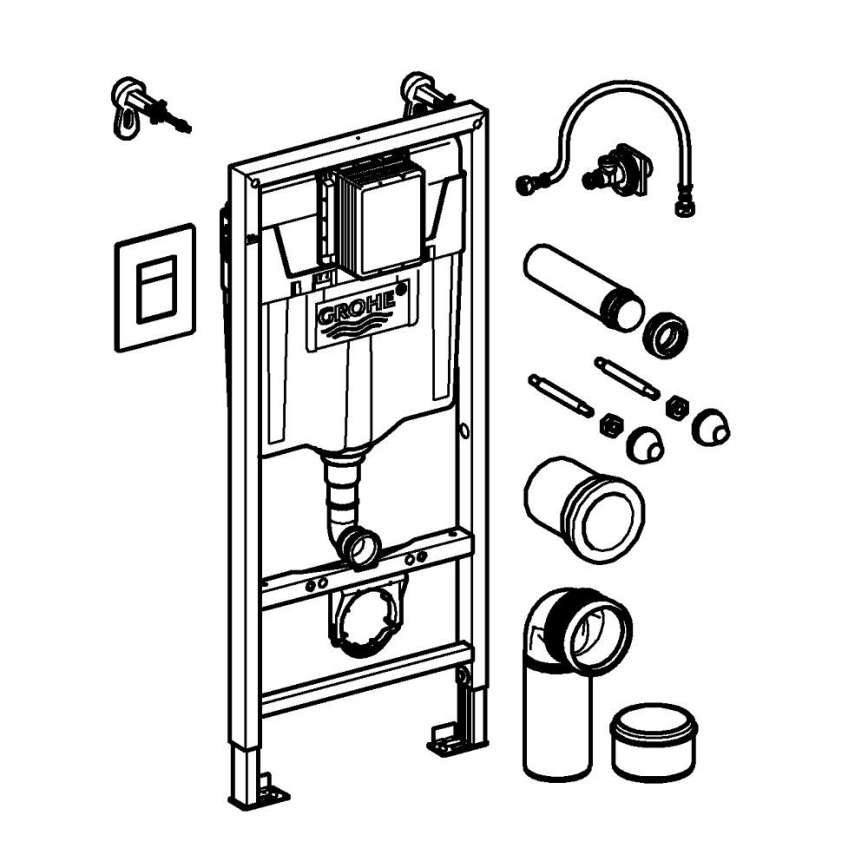 GROHE 38811KF0 - Комплект 3 в 1 за WC SOLIDO, 1,13 m, черен