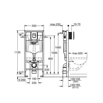 GROHE 38811KF0 - Комплект 3 в 1 за WC SOLIDO, 1,13 m, черен