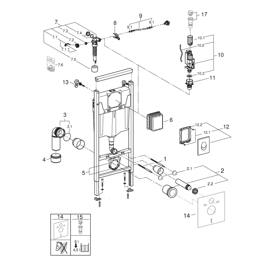 GROHE 38839000 - Комплект 3 в 1 WC RAPID SL 1,13 m