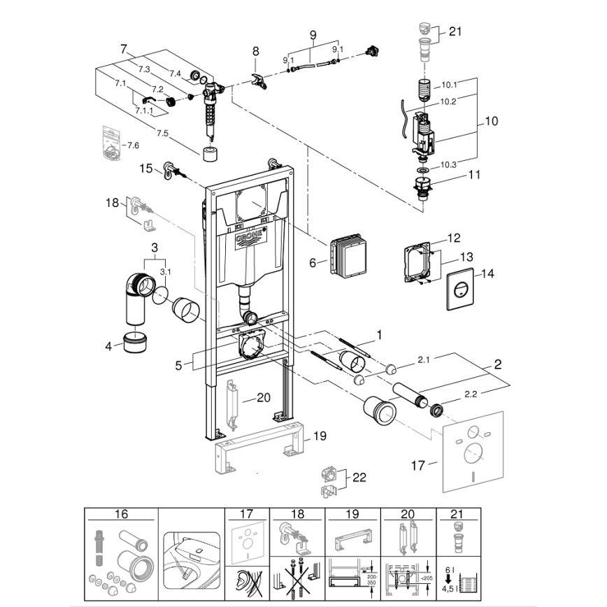 GROHE 38860000 - Комплект 3 в 1 RAPID SL 1,13 м