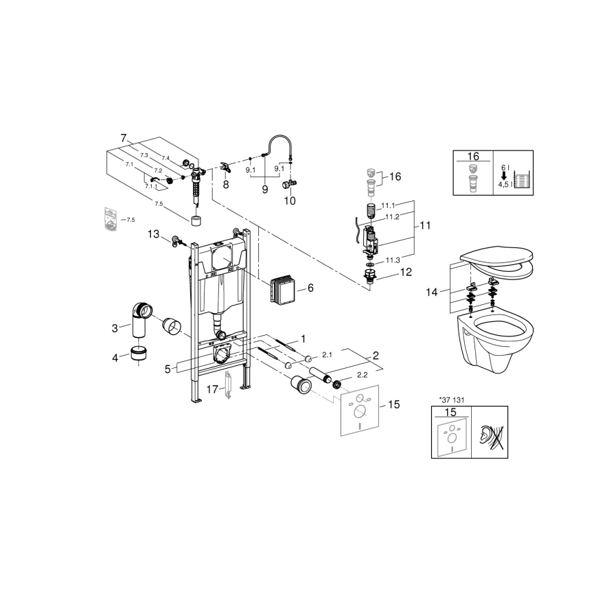 GROHE 39116000 - Комплект 4 в 1 с керамика SOLIDO COMPACT 1,13 м