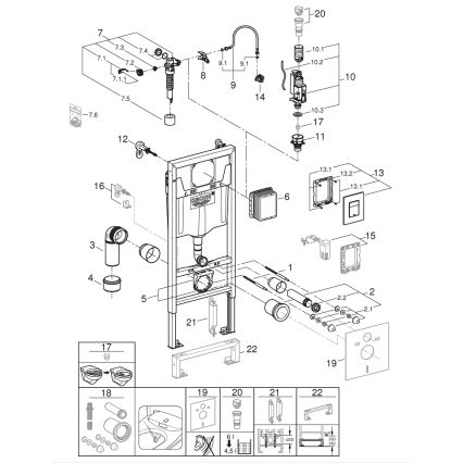 GROHE 39186000 - Комплект за предстенна инсталация SOLIDO 1,13 m, бял
