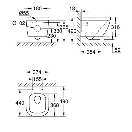 GROHE 39206000 - Подвесна тоалетна EURO CERAMIC 49 см керамика/бяла