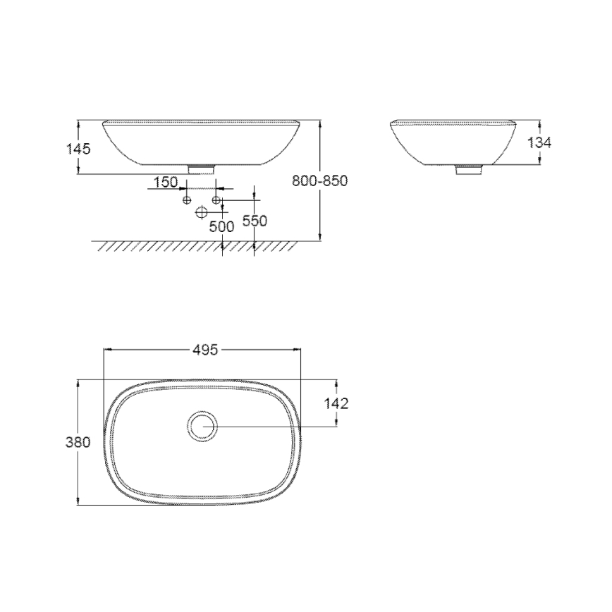 GROHE 39216000 - Умивалник за плот EUROSTYLE 500 × 380 мм, керамика/бял