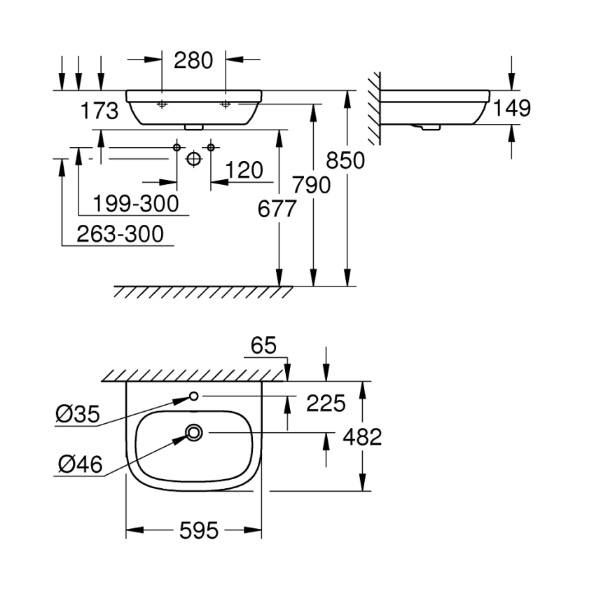 GROHE 39335000 - Мивка EURO CERAMIC 595 × 482 mm керамика/бяла