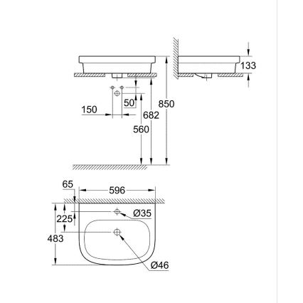 GROHE 39337000 - Умивалник за плот EURO CERAMIC 600 × 480 мм керамика/бял