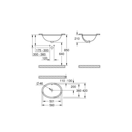 GROHE 39423000 - Мивка за вграждане BAU CERAMIC 560 × 420 mm керамика/бяла