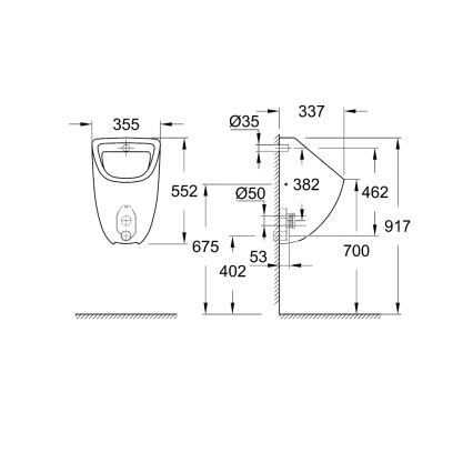 GROHE 39438000 - Писоар BAU CERAMIC 337 × 355 × 552 mm керамика/бяла