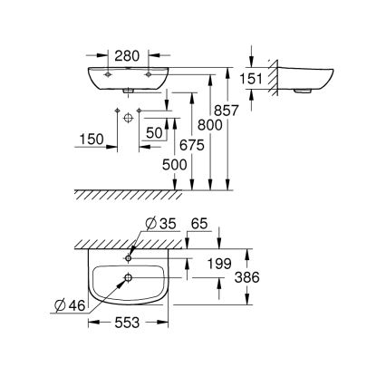 GROHE 39440000 - Мивка BAU CERAMIC 553 × 386 mm керамика/бяла