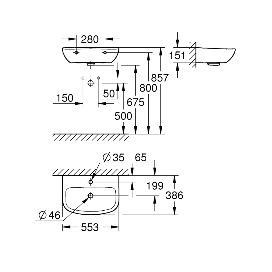 GROHE 39440000 - Мивка BAU CERAMIC 553 × 386 mm керамика/бяла