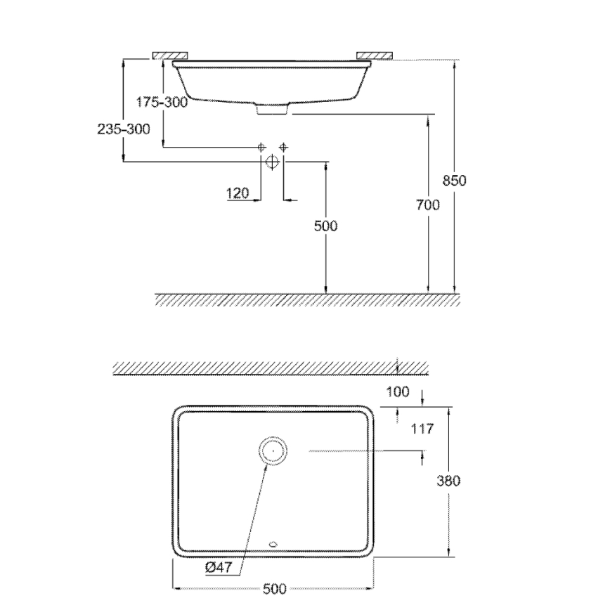 GROHE 3948000H - Мивка CUBE CERAMIC 492 × 370 мм керамика/бяла