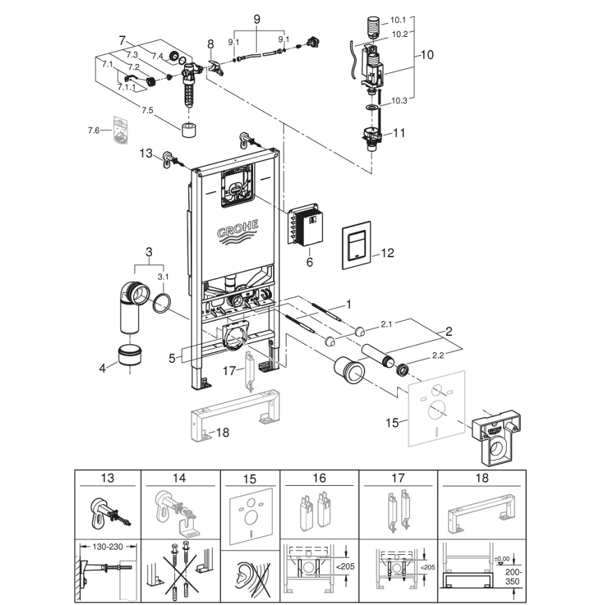 GROHE 39603000 - Комплект 3 в 1 за WC RAPID SLX 1,13 м лъскав хром
