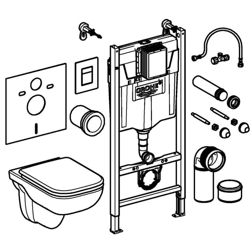 GROHE 39816000 - Комплект за тоалетна SOLIDO COMPACT 1,13 м керамика/бяла