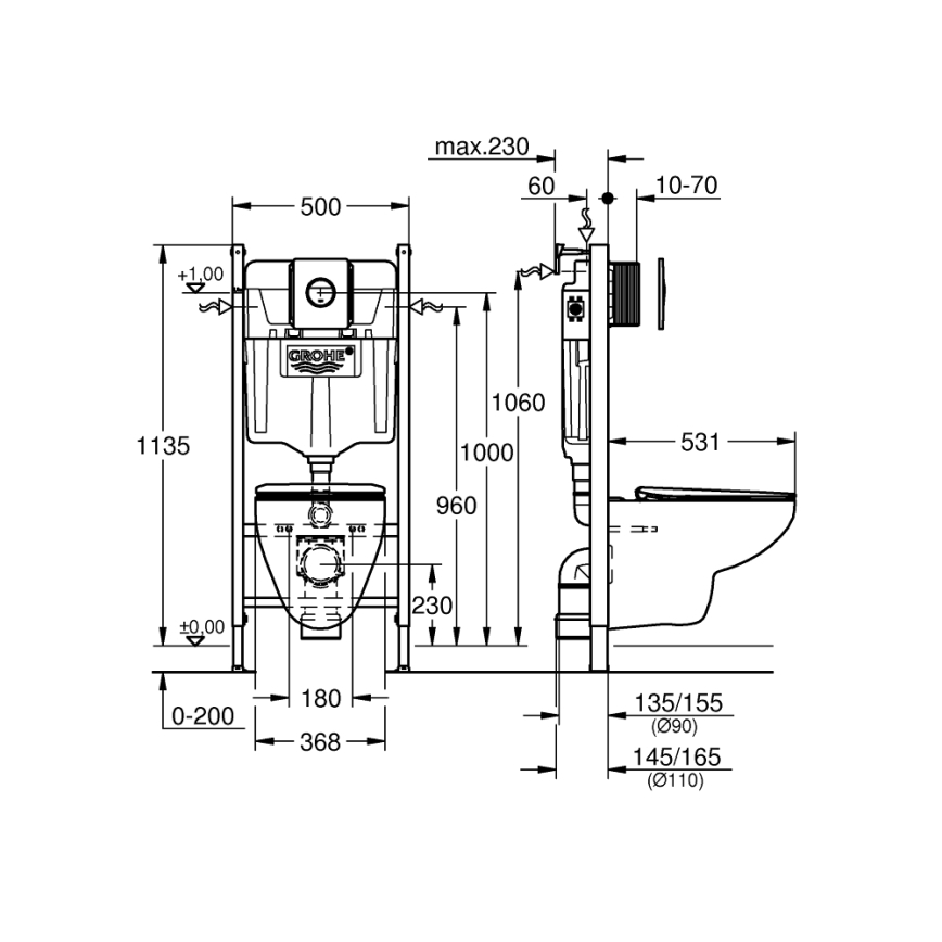 GROHE 39900000 - Комплект 6 в 1 SOLIDO 1,13 м керамика/бял