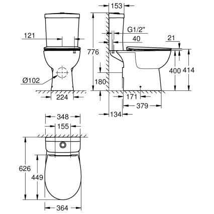 GROHE 39942000 - Комплект за WC BAU CERAMIC, керамика/бял