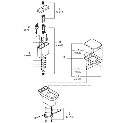 GROHE 39951000 - Комбинирана тоалетна START EDGE 384 × 668 мм, керамика/бяла