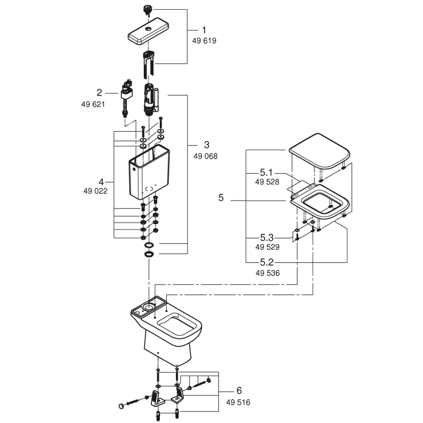 GROHE 39951000 - Комбинирана тоалетна START EDGE 384 × 668 мм, керамика/бяла