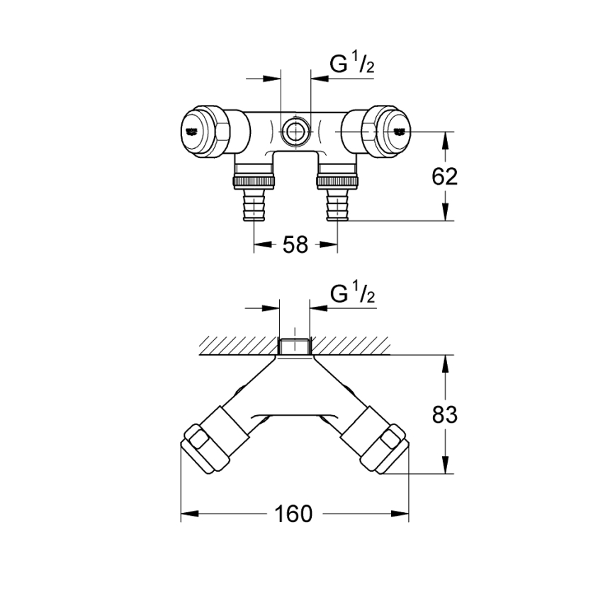 GROHE 41020000 - Двоен вентил EGGEMANN 12” лъскав хром