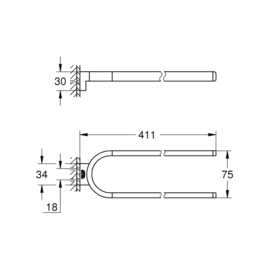 GROHE 41059000 - Двоен държач за кърпи SELECTION 411 мм лъскав хром