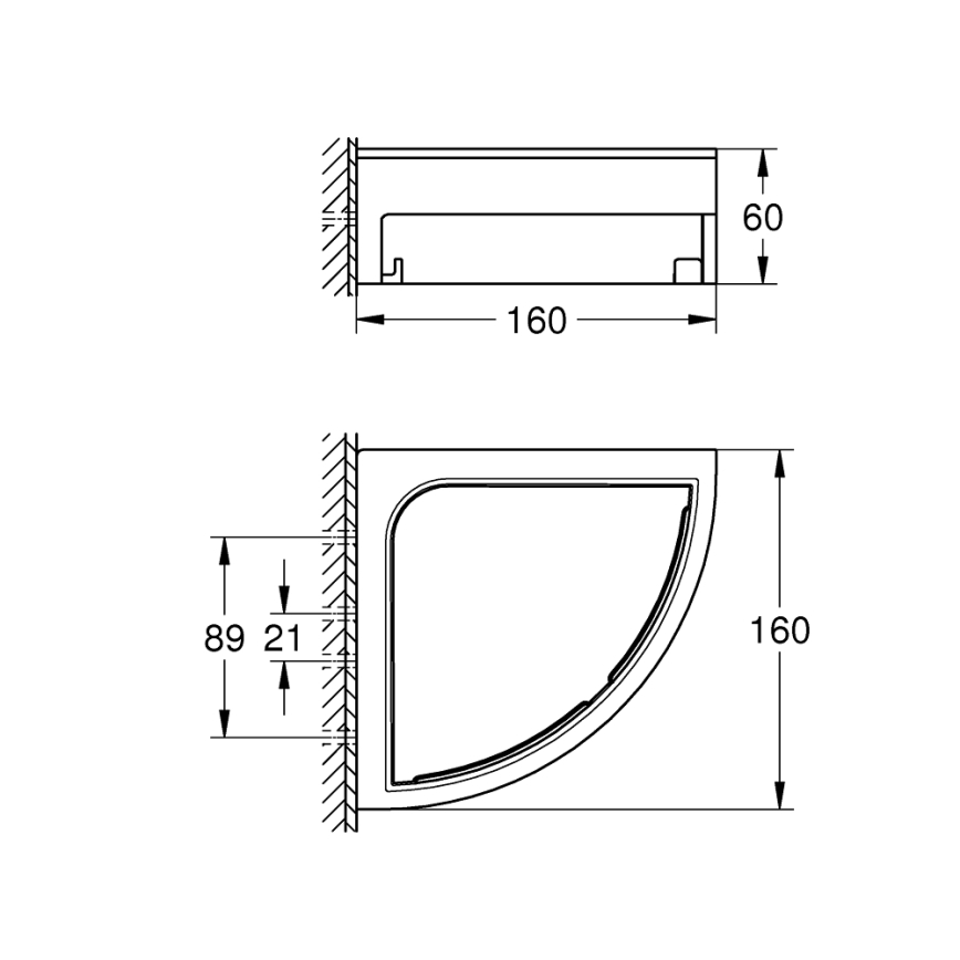 GROHE 41106DC0 - Ъглова поличка за душ START CUBE 200 x 200 x 60 mm неръждаема стомана