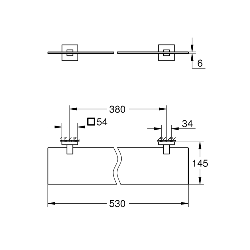 GROHE 41109000 - Стъклена полица START CUBE 530 мм лъскав хром