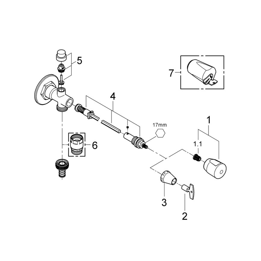 GROHE 41208000 - Външен стенен вентил EUROTEC DN 15 лъскав хром