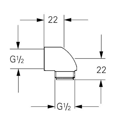 GROHE 45304000 - Ъглово коляно за душ DN 15 × DN 15, лъскав хром