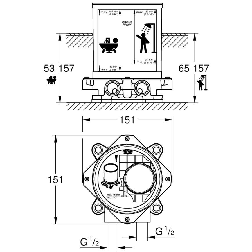 GROHE 45984001 - Комплект за вграждане DN 15, месинг