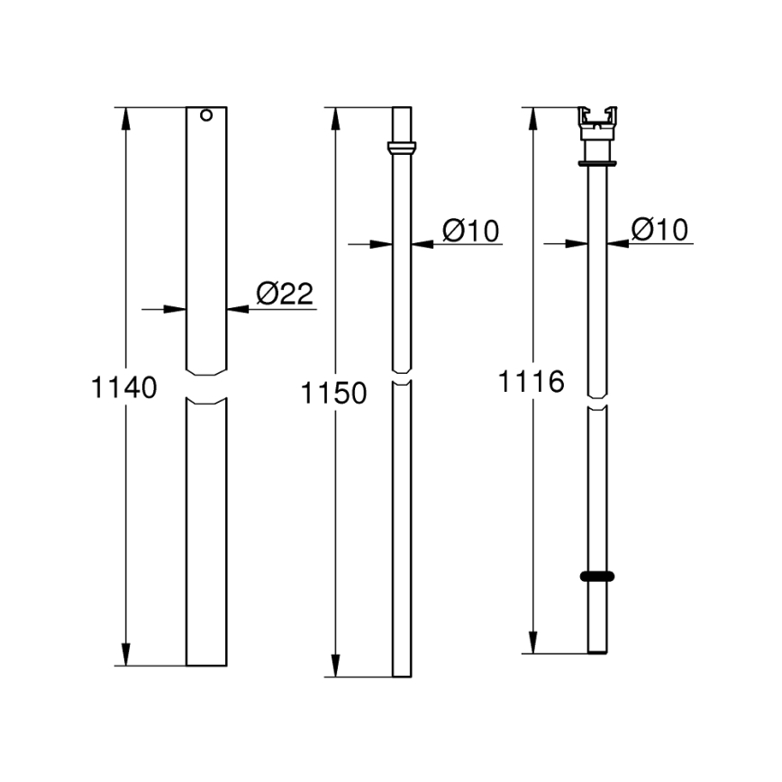 GROHE 48053000 - Душова тръба за допълнителен монтаж, удължена с 15 cm, лъскав хром