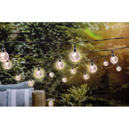 Grundig - LED димируема соларна гирлянда 50xLED/8 функции 9,35m топла бяла 1200 mAh IP44 + дистанционно управление